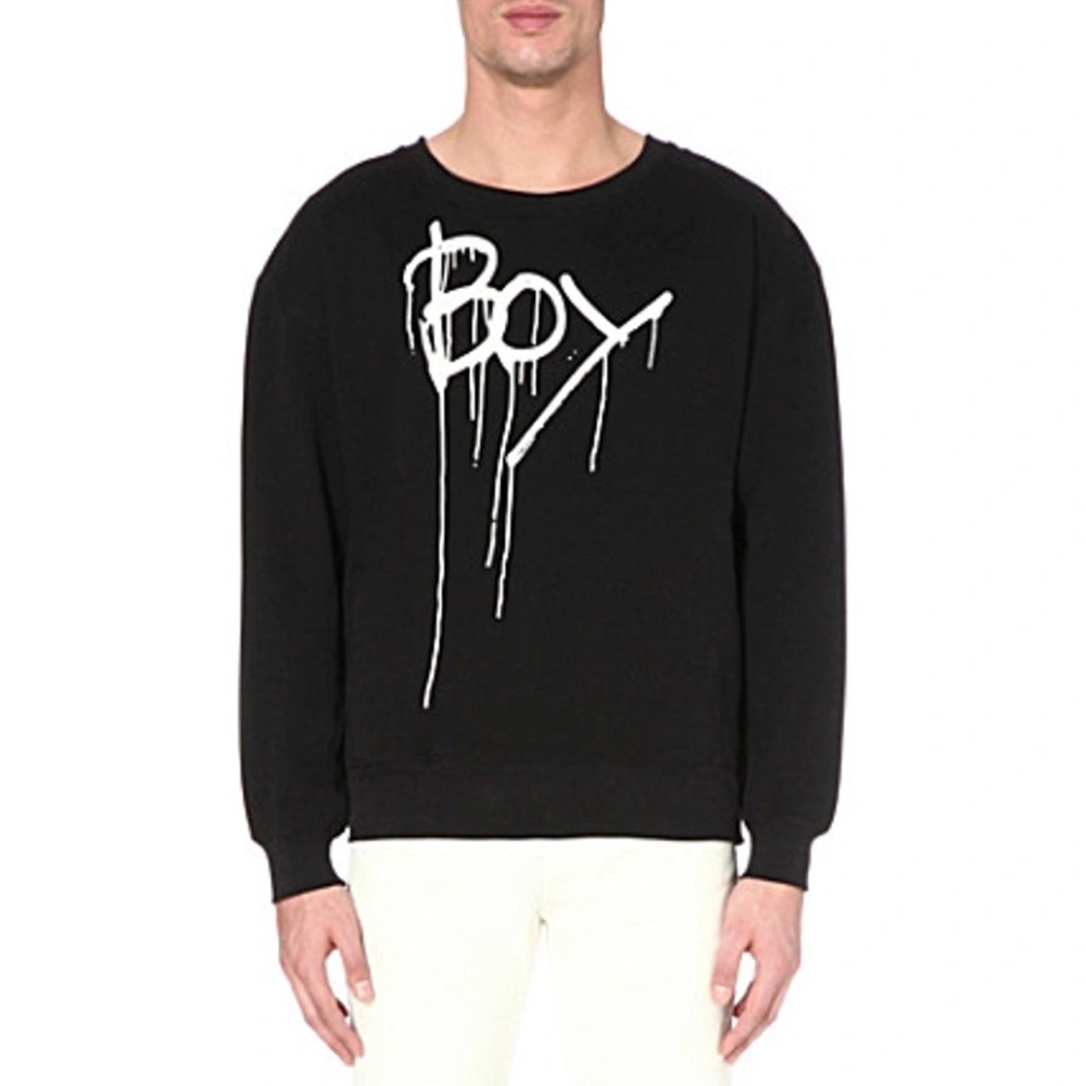 Boy London Drip Print cotton jersey sweatshirt in black dripping effect logo Lg